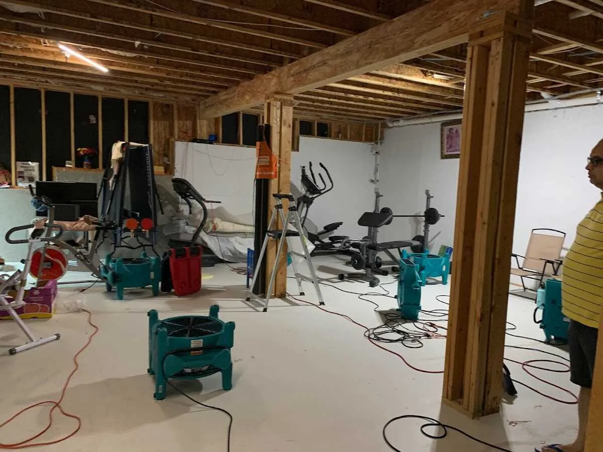 Basement drying equipment setup for Structural Drying in Clarkstown